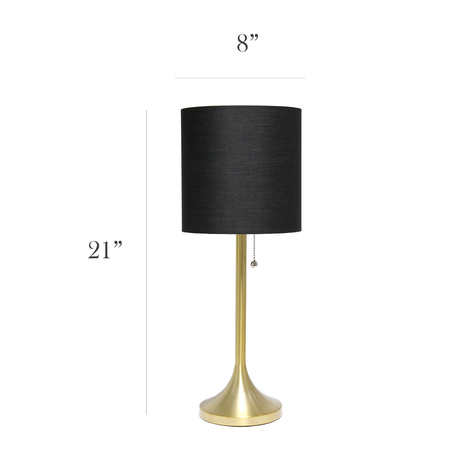 Simple Designs Gold Tapered Table Lamp with Black Fabric Drum Shade LT1076-GDB
